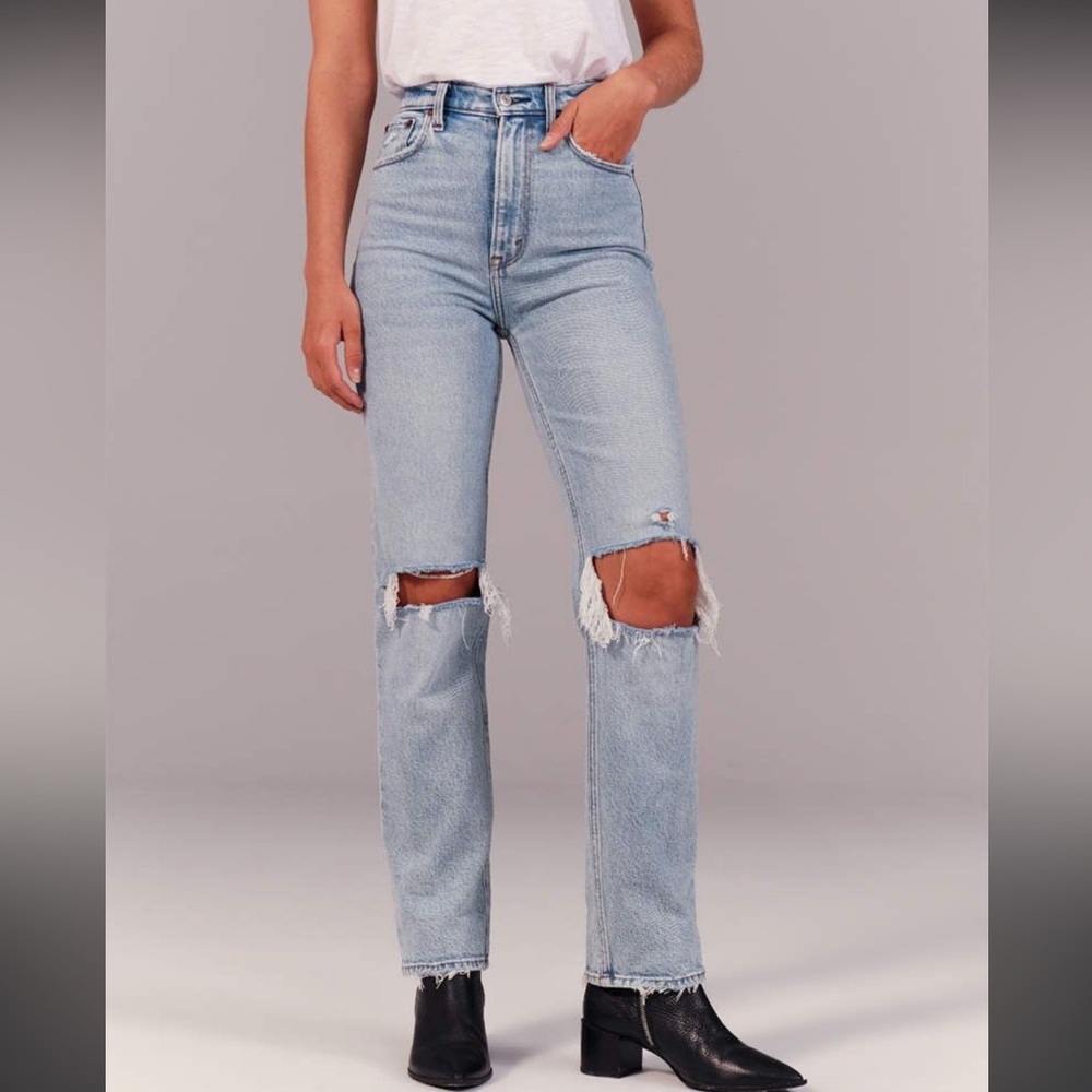 abercrombie 90’s ultra high rise straight jeans
